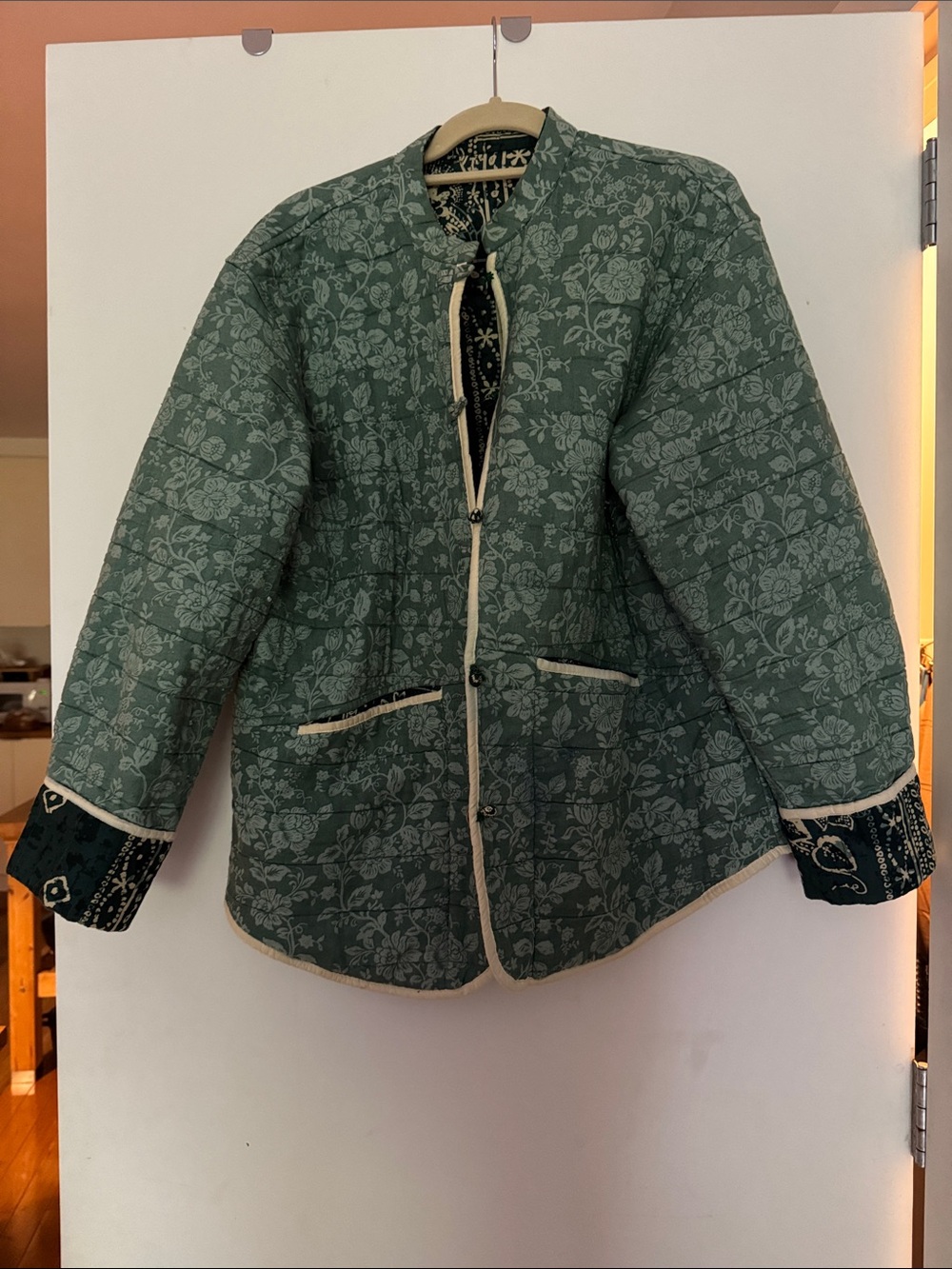 Quilted Floral Green Reversible Women's Jacket Zara